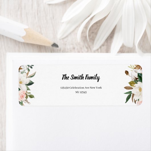 Magnolia Blossom Wedding Return Address Label (Insitu)