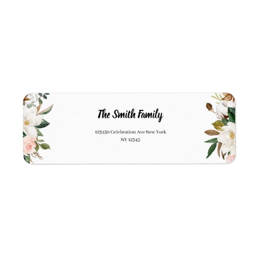 Magnolia Blossom Wedding Return Address Label (Voorkant)