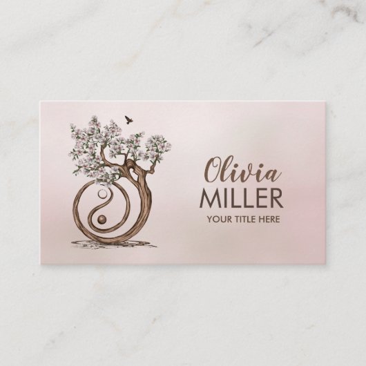 Magnolia Blossom Yin Yang Tree Visitekaartje (Voorkant)
