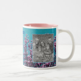 Magnolia Blossoms Blue Sky Painting Uw foto toevoe Tweekleurige Koffiemok