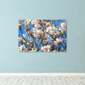 Magnolia Blossoms/Blue Sky Wrapped Canvas Print (Insitu (Houten vloer))