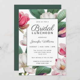 Magnolia Blossoms Boho Floral Bridal Luncheon Kaart