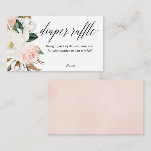 Magnolia blush baby shower diaper raffinagekaarten informatiekaartje (Voorkant / Achterkant)