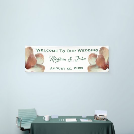 Magnolia Blush - Bruiloft Banner - 2.5' x 8' (Beurs)