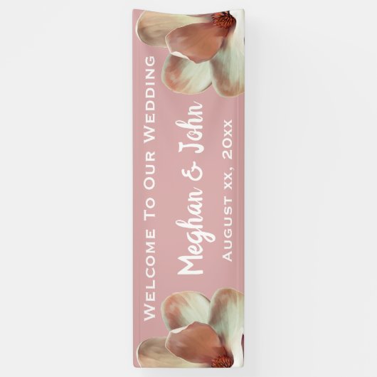Magnolia Blush - Bruiloft Banner - 2.5' x 8' (Verticaal)