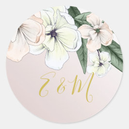 Magnolia Blush Floral Elegant Chic Wedding Class Ronde Sticker