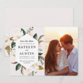magnolia blush floral photosave the date save the date (Voorkant / Achterkant)