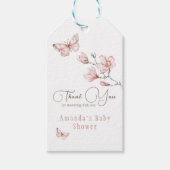 Magnolia Blush Pink Butterfly Baby shower Favor Cadeaulabel (Voorkant)
