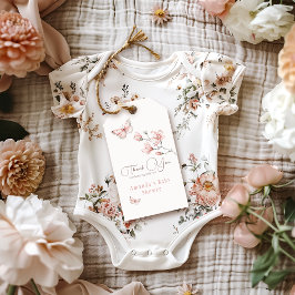 Magnolia Blush Pink Butterfly Baby shower Favor Cadeaulabel