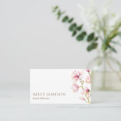 Magnolia | Blush roze en White Minimalist Floral Visitekaartje (Staand voorkant)
