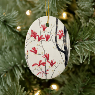 Magnolia Boom door Kobayashi Kokei, Vintage Natuur Keramisch Ornament
