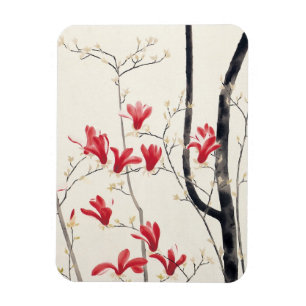 Magnolia boom door Kobayashi Kokei, Vintage Natuur Magneet