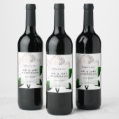 Magnolia Botanisch groen Bruiloft Feestfles Wijn Etiket (Flessen)