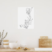 Magnolia Botanische Lijntekening Poster (Keuken)