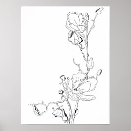 Magnolia Botanische Lijntekening Poster