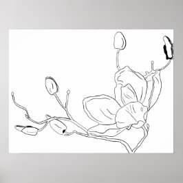 Magnolia Botanische Lijntekening Poster