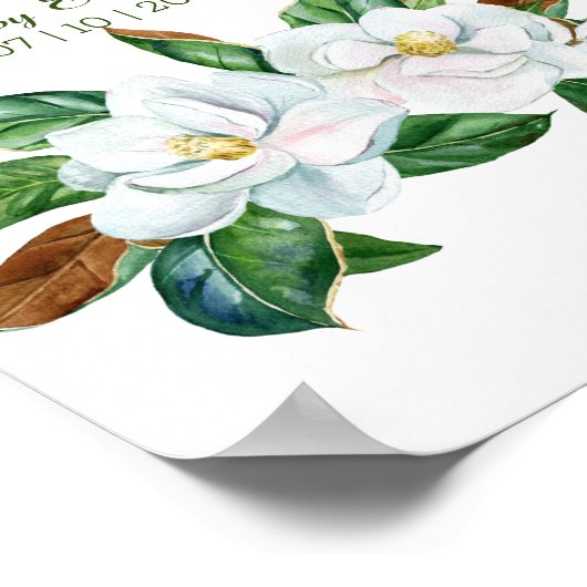  Magnolia Bouquet-Huwelijkscadeaus en -Kaarten Poster (Hoek)