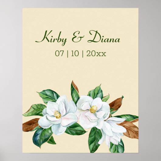  Magnolia Bouquet Weddenschap Print (Voorkant)