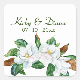  Magnolia Bouquet Wedding Vierkante Sticker