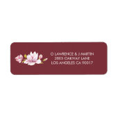 Magnolia Bourgondië Bloemen Waterverf Etiket (Voorkant)