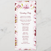 Magnolia Bourgondië Floral bruiloft ceremonie Programmakaart (Achterkant)