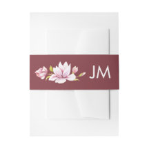 Magnolia Bourgondië Monogram Bloemen Bruiloft