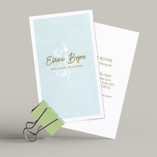 Magnolia Branch Floral Signature Script Visitekaartje