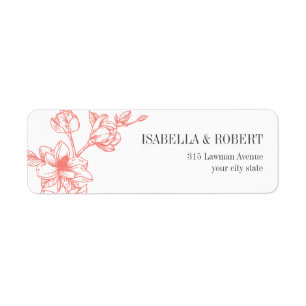 Magnolia Branch koraal Bruiloft Retour Etiket