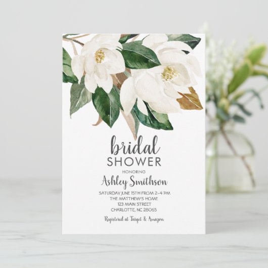 Magnolia Bridal Shower Invitations Kaart (Staand voorkant)