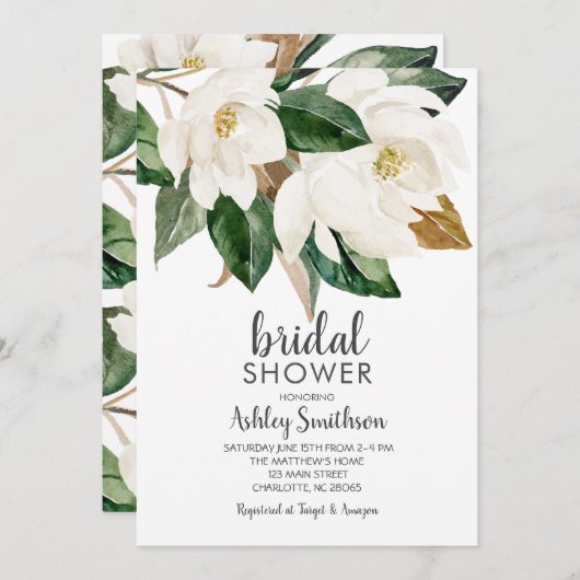 Magnolia Bridal Shower Invitations Kaart (Voorkant / Achterkant)