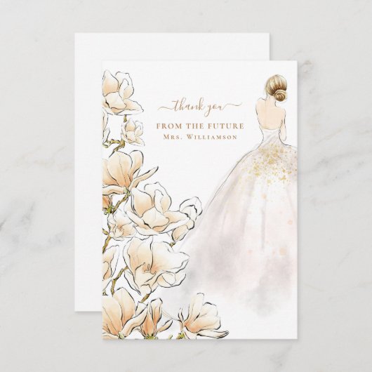 Magnolia Bride Future Mrs Hartelijk dank Bedankkaart (Voorkant / Achterkant)