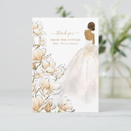Magnolia Bride Future Mrs. Thank You Card Bedankkaart (Staand voorkant)