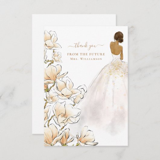 Magnolia Bride Future Mrs. Thank You Card Bedankkaart (Voorkant / Achterkant)