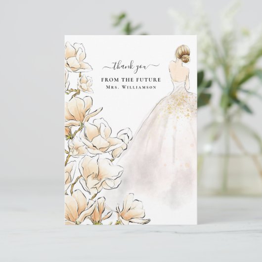 Magnolia Bride Future Mrs. Thank You Card Bedankkaart (Staand voorkant)