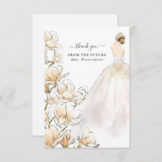 Magnolia Bride Future Mrs. Thank You Card Bedankkaart (Voorkant / Achterkant)