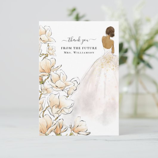 Magnolia Bride Future Mrs. Thank You Card Bedankkaart (Staand voorkant)