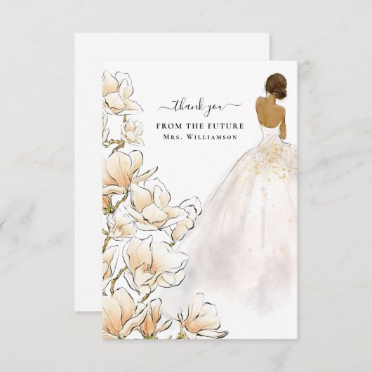 Magnolia Bride Future Mrs. Thank You Card Bedankkaart (Voorkant / Achterkant)