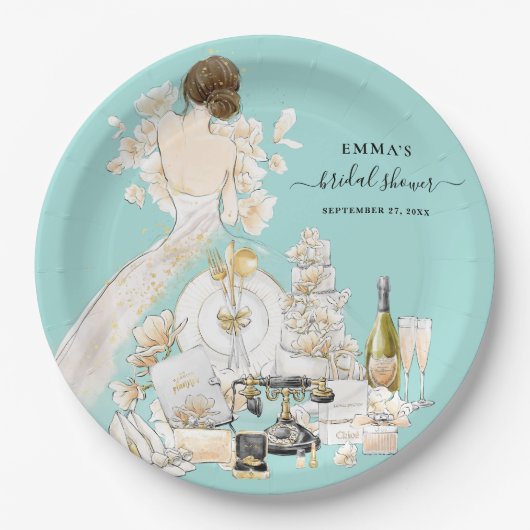 Magnolia Bride Vrijgezellenfeest Paper Borden Papieren Bordje (Voorkant)