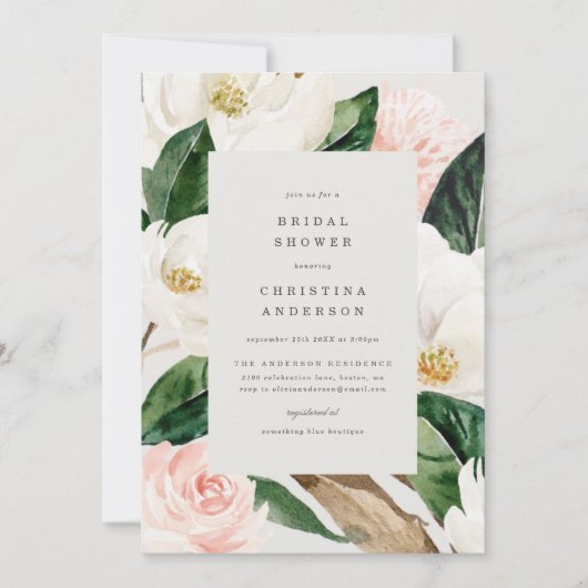 Magnolia bruids douche uitnodiging (Voorkant)