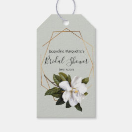 Magnolia Bruidsfeest met Goud en Salie Cadeaulabel
