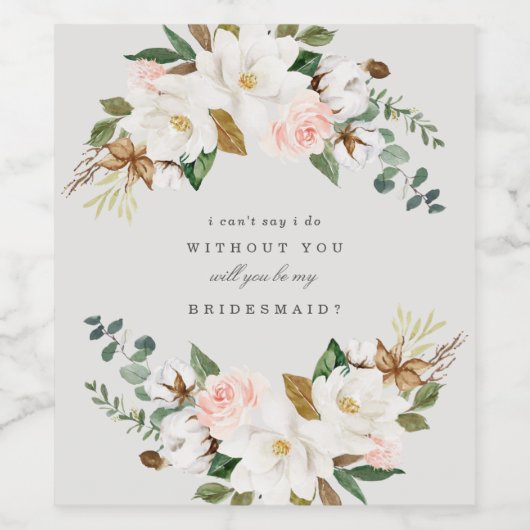 Magnolia Bruidsmeisje Voorstel Wijn Etiket (Enkel label)