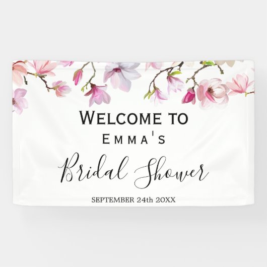 Magnolia Bruidsshower Welkomstbanner Spandoek (Horizontaal)