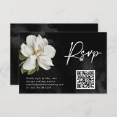 Magnolia Bruiloft QR Code RSVP Kaartje (Voorkant / Achterkant)