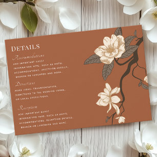 Magnolia bruiloft Terracotta Details RSVP Kaartje