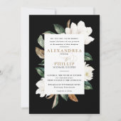 Magnolia bruiloft uitnodiging | Black (Voorkant)
