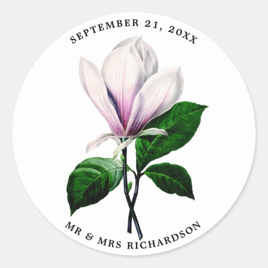 Magnolia bruiloft vrijgezellenfeest gunst sticker (Voorkant)