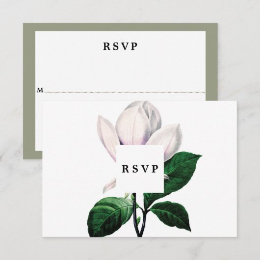 magnolia bruiloft vrijgezellenfeest rsvp kaart (Voorkant / Achterkant)