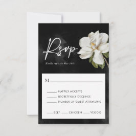 Magnolia bruiloft zwart-wit RSVP-kaart RSVP Kaartje