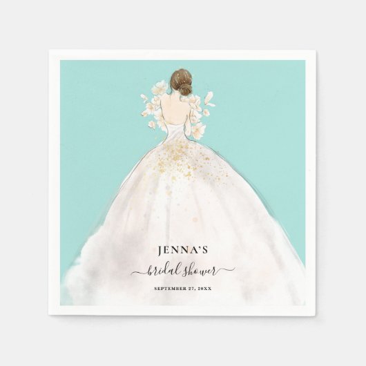 Magnolia Brunette Bruid Vrijgezellenfeest Servette Servet (Voorkant)