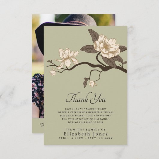 Magnolia Celebration of Life Hartelijk dank Bedankkaart (Voorkant / Achterkant)